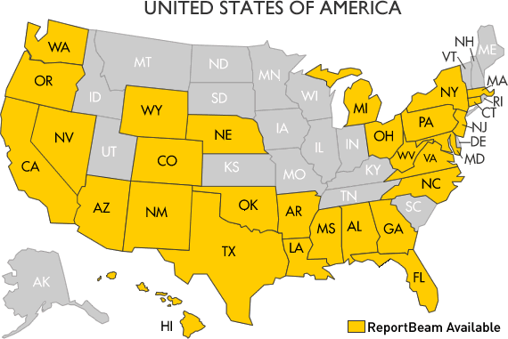 ReportBeam is available in these states - MAP